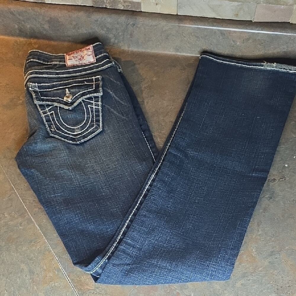 True Religion Dark Blue Boot Cut Jeans Size 26 X 34